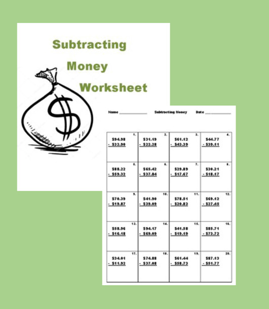 Subtracting Money Worksheet