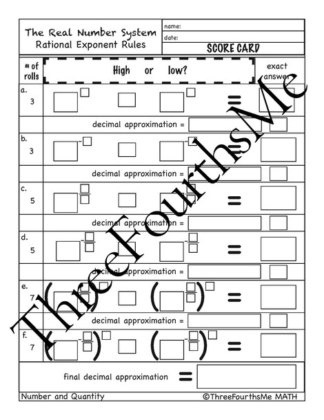 Rational Exponent Rules BUNDLE