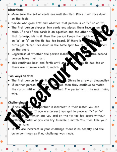 Graphing Rational Functions Matching Activity