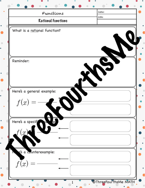 Graphing Rational Functions BUNDLE