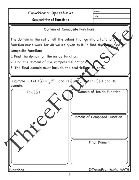 Composition of Functions Scaffolded Notes