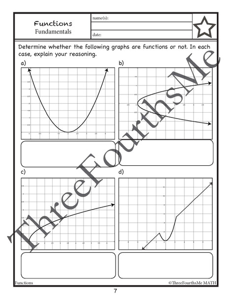 Review of Functions: Activity, Classwork and / or Homework