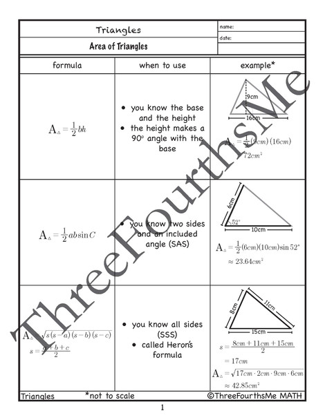 Area of Triangles Scaffolded Notes
