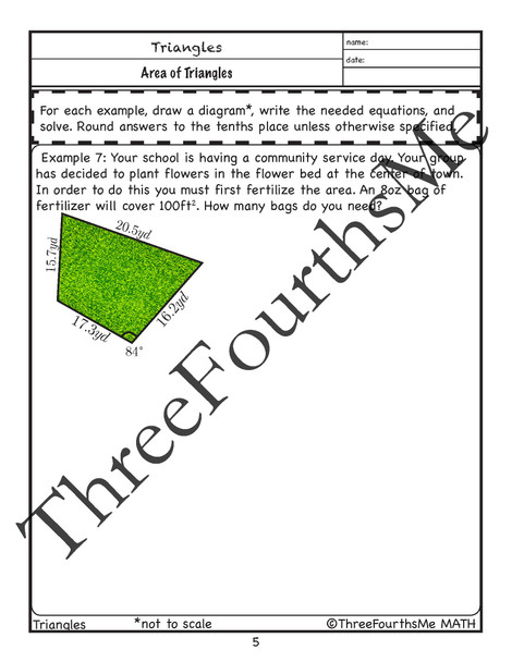 Area of Triangles Scaffolded Notes