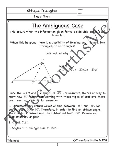 Law of Sines Scaffolded Notes