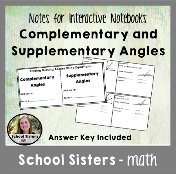 Complementary and Supplementary Angles Notes for Interactive Notebooks