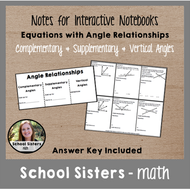 Angle Relationships Notes for Interactive Notebooks