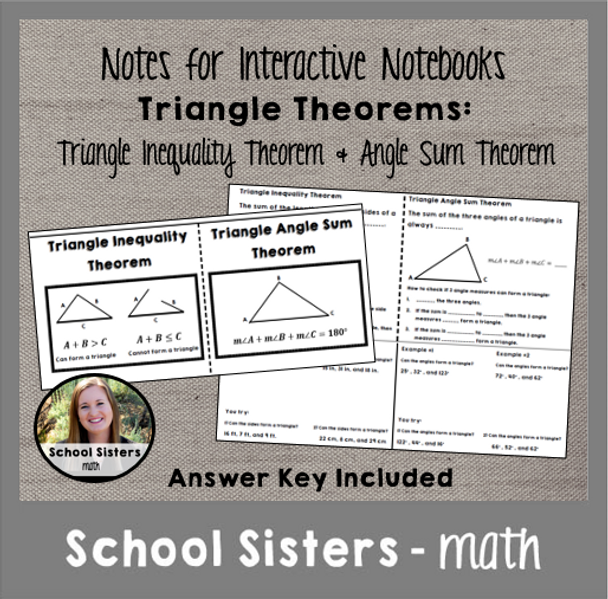 Triangle Theorems for 7th/8th Grade Math for Interactive Notebooks