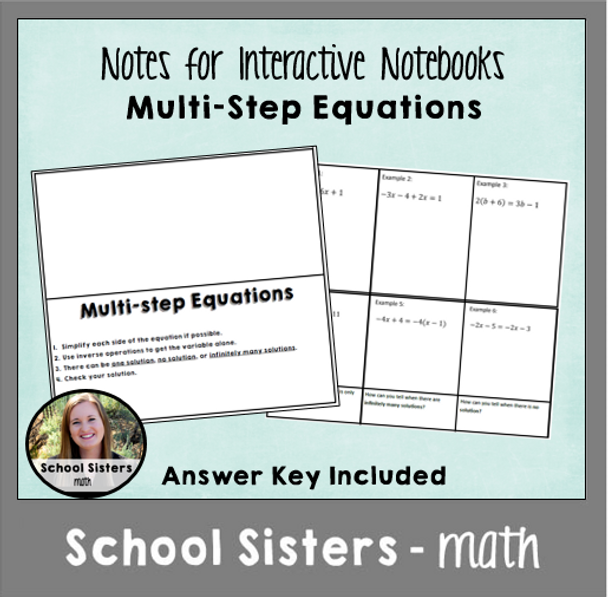Multi-Step Equations Notes for Interactive Notebooks
