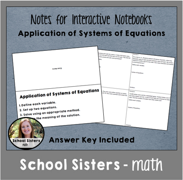 Application of Systems of Equations Notes for Interactive Notebooks