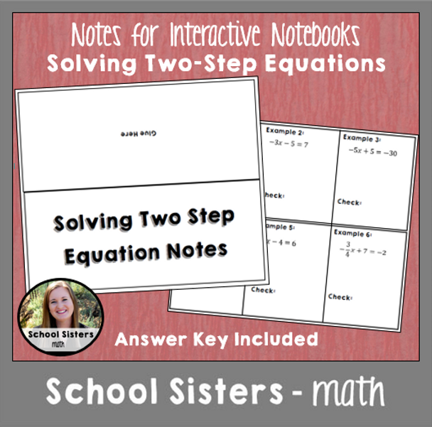 Two Step Equations Notes for Interactive Notebooks