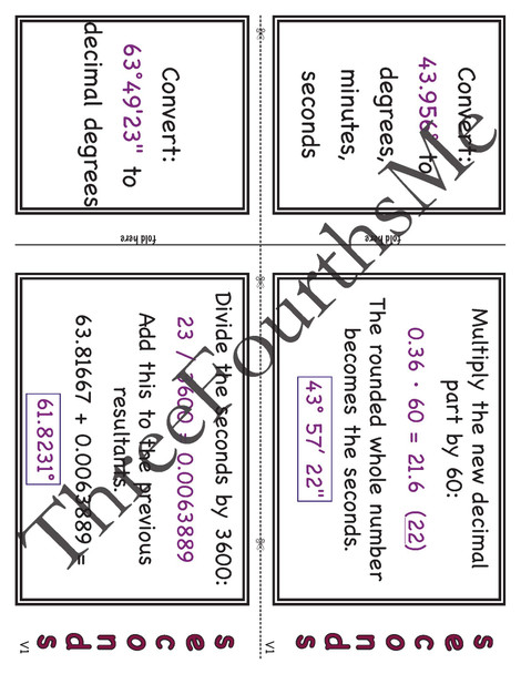 Degrees, Minutes, Seconds (DMS) and Decimal Degrees (DD) Foldable Notes