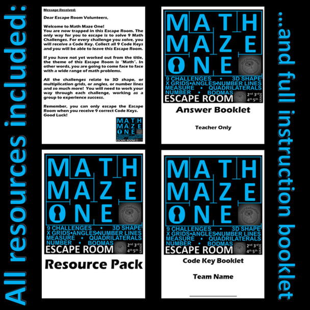 Math Escape Room - Math Maze One - Number and Shape: 9 Challenges