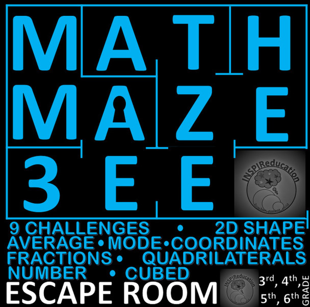 Math Escape Room - Math Maze Three - Number and Shape: 9 Challenges