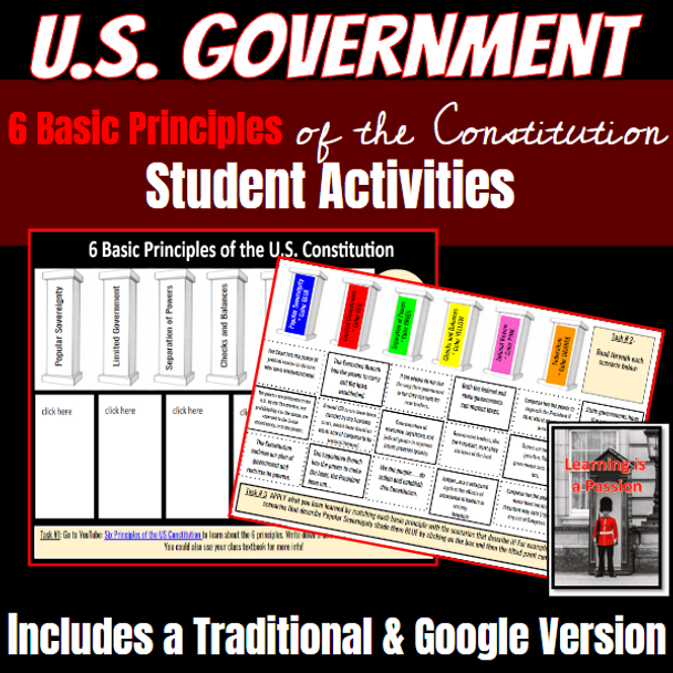 U.S. Government | 6 Basic Principles of the Constitution | Student Activity