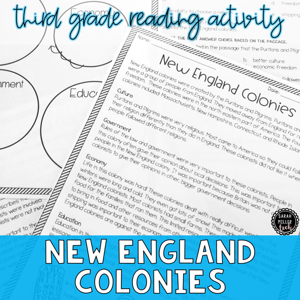 New England Colonies | Reading Activity Packet
