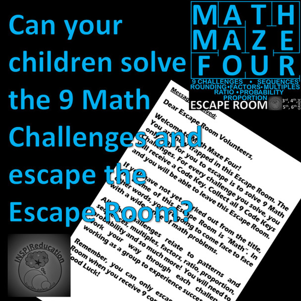 Maths Problem Solving - Number (fractions, probability, sequences), Shape, ESCAPE ROOM