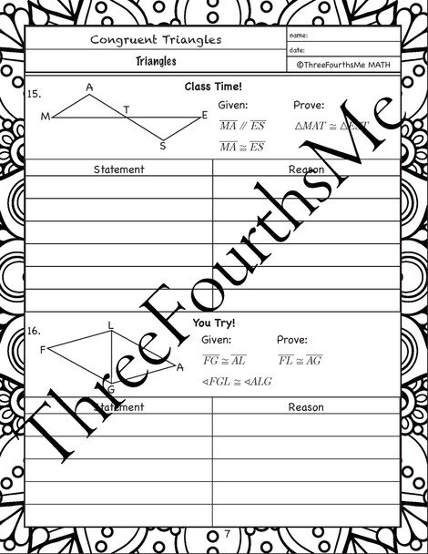 Congruent Triangles Scaffolded Notes