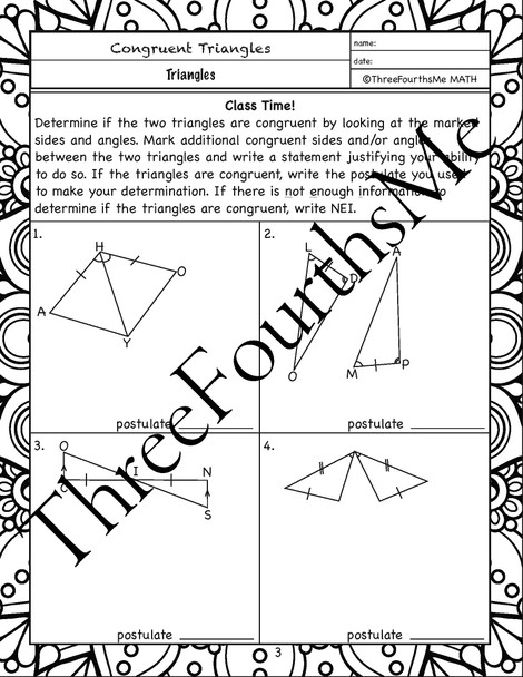 Congruent Triangles Scaffolded Notes