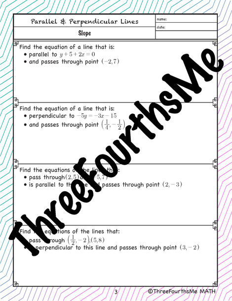 Slope with Parallel and Perpendicular Lines Scaffolded Notes