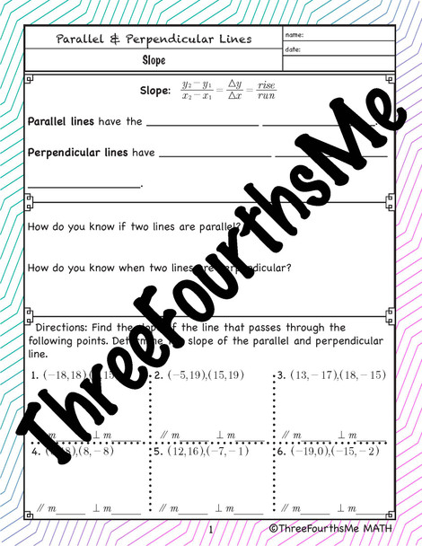 Slope with Parallel and Perpendicular Lines Scaffolded Notes