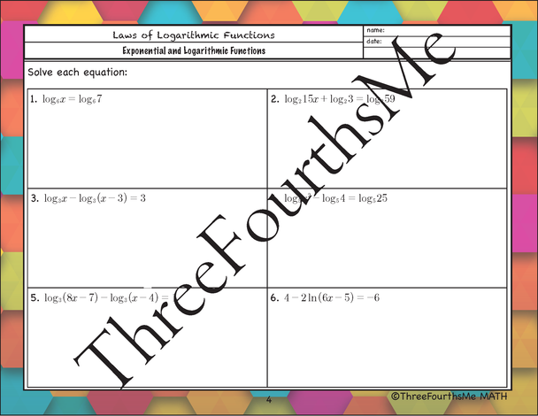 Laws of Logarithms Scaffolded Notes