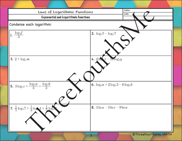 Laws of Logarithms Scaffolded Notes