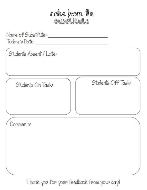 Notes from the Substitute - FREE