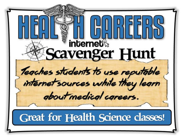 Health Careers Internet Scavenger Hunt- Updated for 2024- Distance Learning Option!