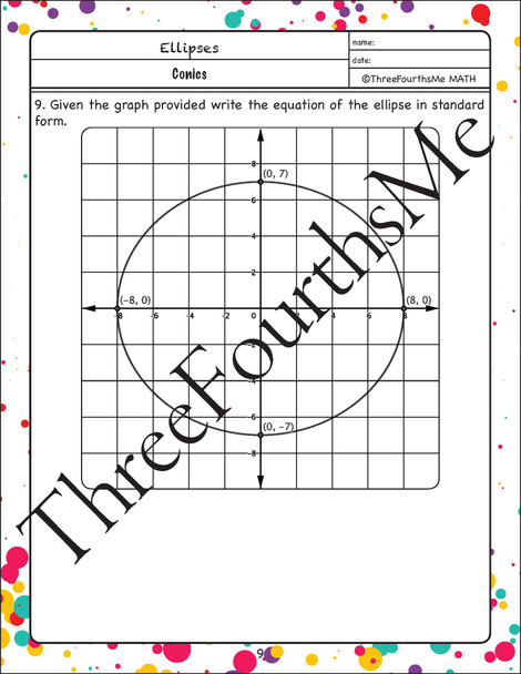 Conics: Ellipses Classwork and/or Homework