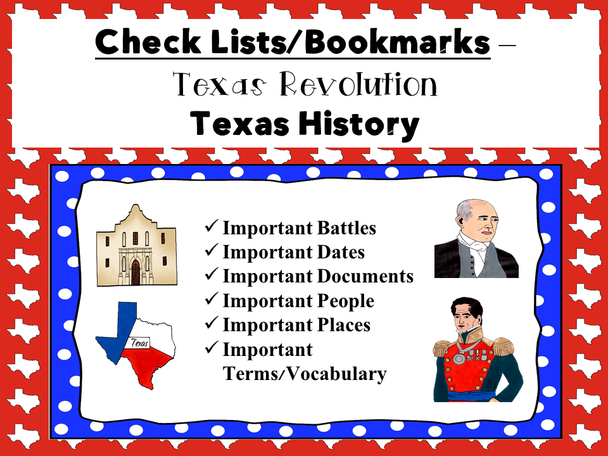 Checklists/Bookmarks-Texas Revolution