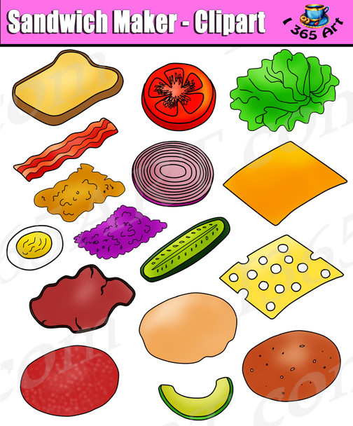 Build a sandwich clipart set in color