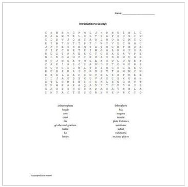 Geology Vocabulary Word Search Collection