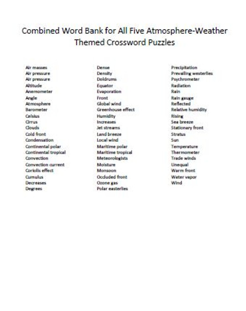 Atmosphere / Weather Crossword Puzzle Series