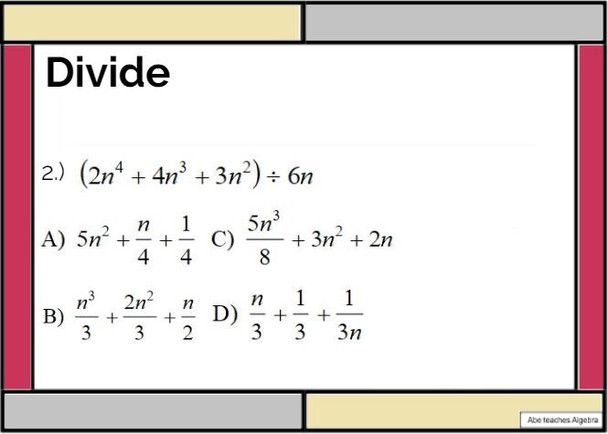 Dividing Polynomials: GOOGLE Quiz - 20 Problems