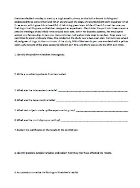 Scientific Study/Experiment Analysis Lesson