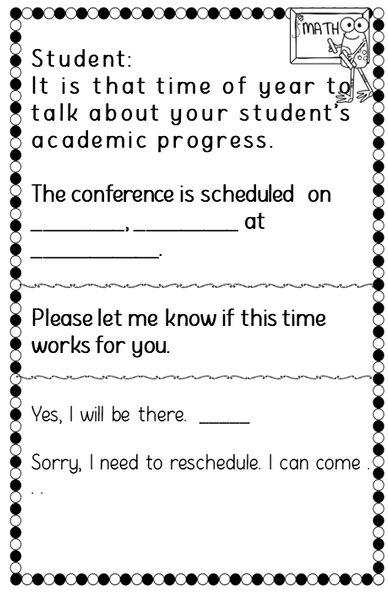 Parent Teacher Conference Forms