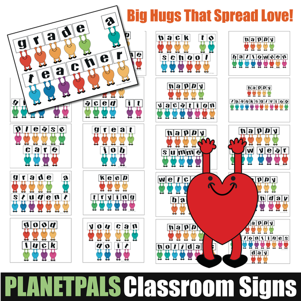 Classroom Decor Big Hugs Signs Fun Messages For Holidays and Everyday