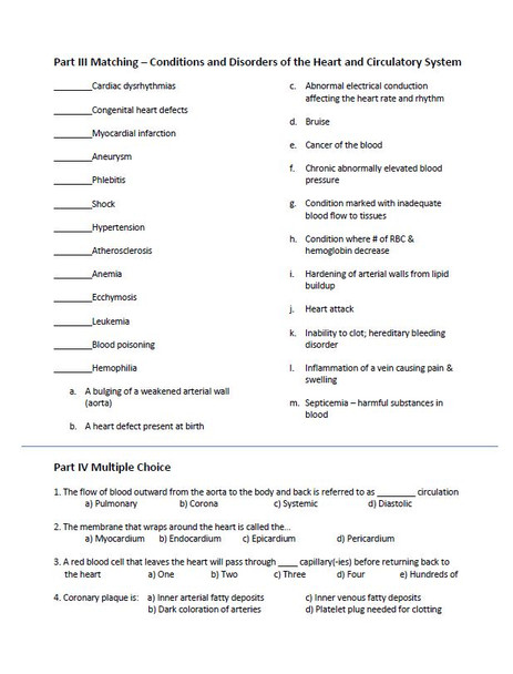 Cardiovascular System Unit Exam 