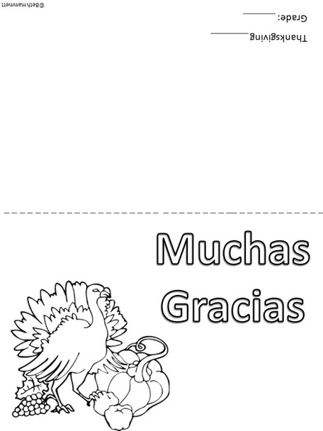 Thanksgiving "Thank You" Cards in English & Spanish