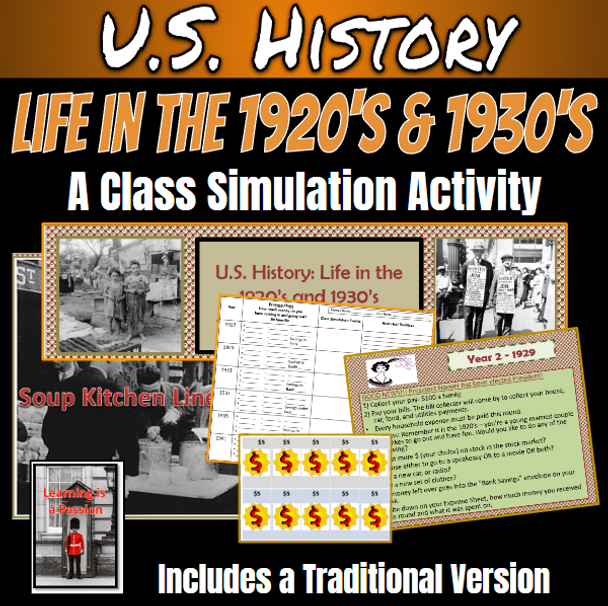 U.S. History | Great Depression: Life in the 1920's and 30's Student Simulation