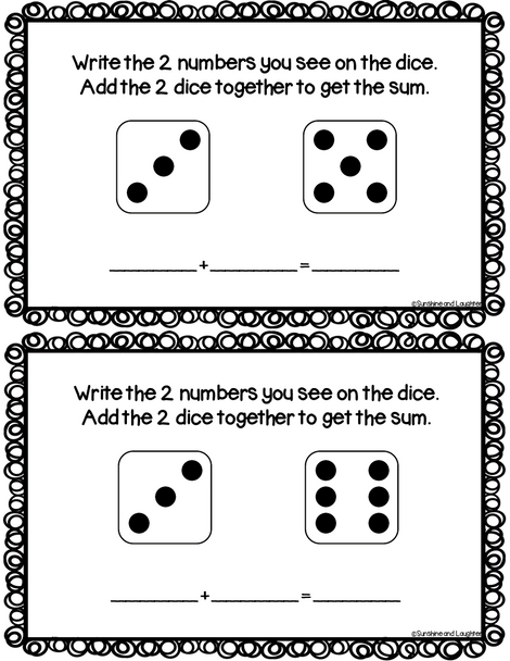 Dice Addition Task Cards - Addition to 12