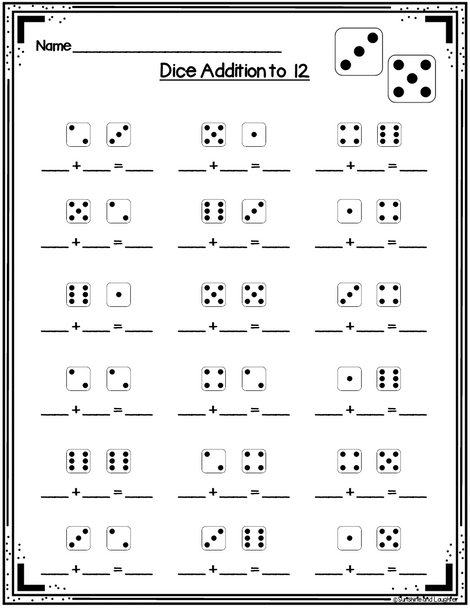 Dice Addition Task Cards - Addition to 12