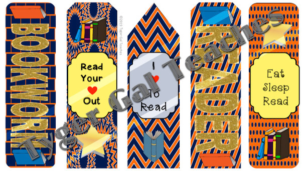 Bookmarks - Orange, Blue, and White