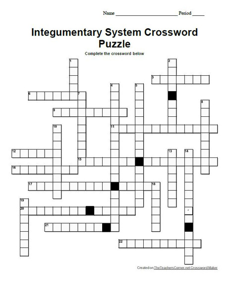 Integumentary System Crossword Puzzle Set
