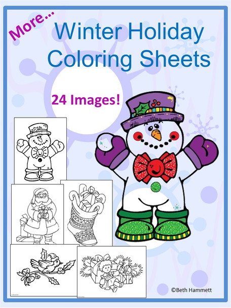 Winter Holiday Coloring Sheets (Part 2) - FREE