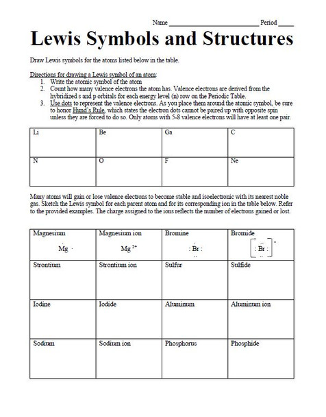Lewis Symbols and Structure Worksheet