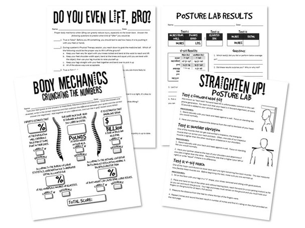 Body Mechanics Bundle- 3 Activities Included! Great for Health Science!