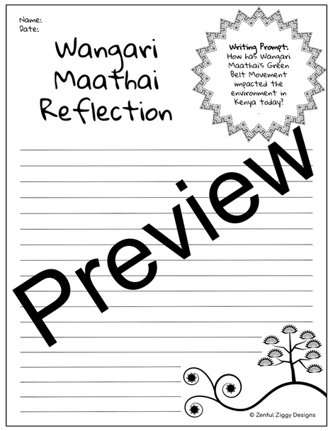 Wangari Maathai Activity Package- Printable Sketch Notes, Journals, Poster