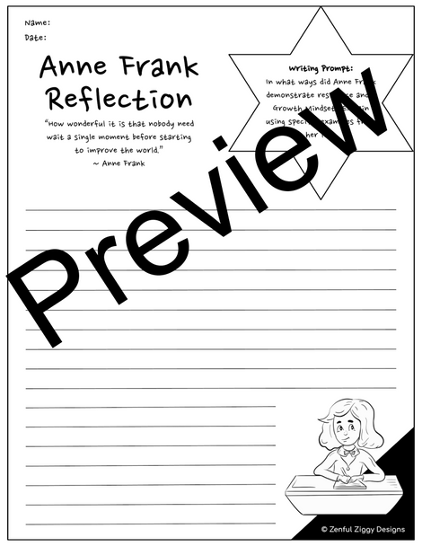 Anne Frank Activity Package- Printable Sketch Notes, Journals, Poster